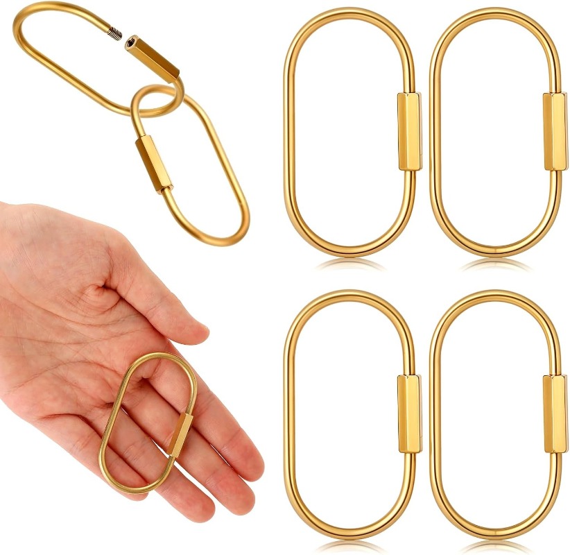 Edc Car Carry - Solid Brass Screw Keychain D-Shape Quick