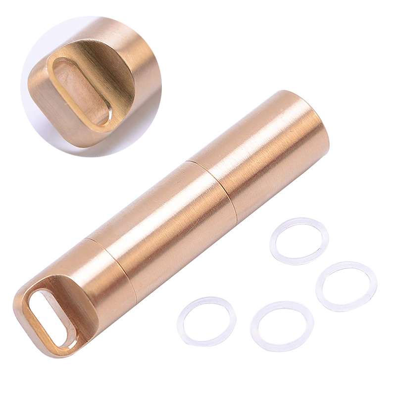 Pill Fob Capsule - Waterproof Brass Airtight Watertight Storage Container
