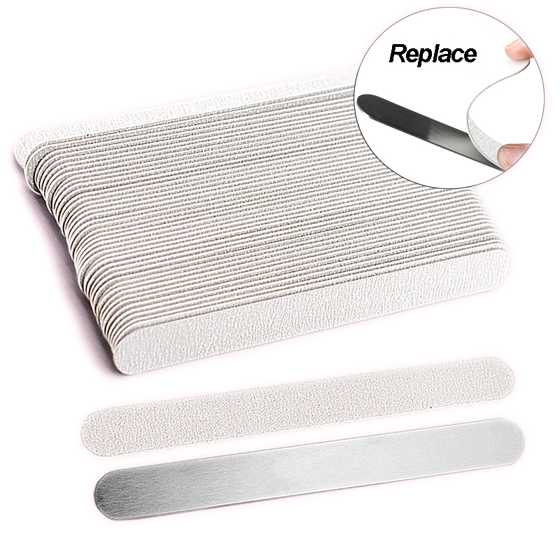 Nail File Titanium - 50Pcs/100Pcs Grey Removalble Pads With Metal