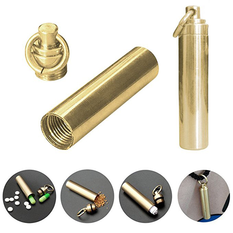 Pill Fob Capsule - 1 PC Solid Brass Waterproof Pill