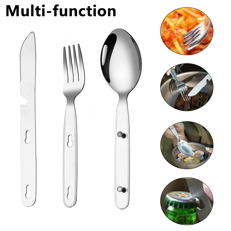3pcs/set Folding Spoon Fork Kn - Edc Everyday Carry Knives 评论和价格