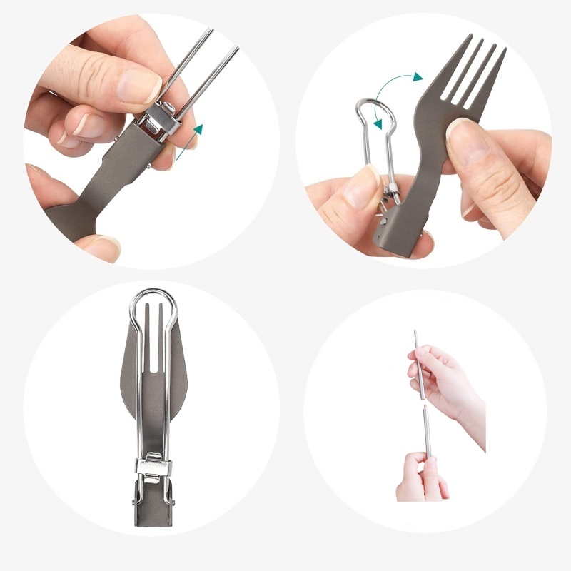 Titanium Foldable Utensil Set  - Edc Everyday Carry Knives 评论和价格